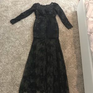 Long sleeve black prom dress